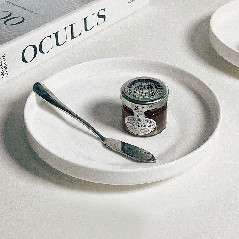 【𝗔𝗦𝗛】Nordic Flat Plate Ceramic Collection Dinner Plate Tableware Kitchenware 北欧白陶瓷碟 Pinggan Bulat Seramik