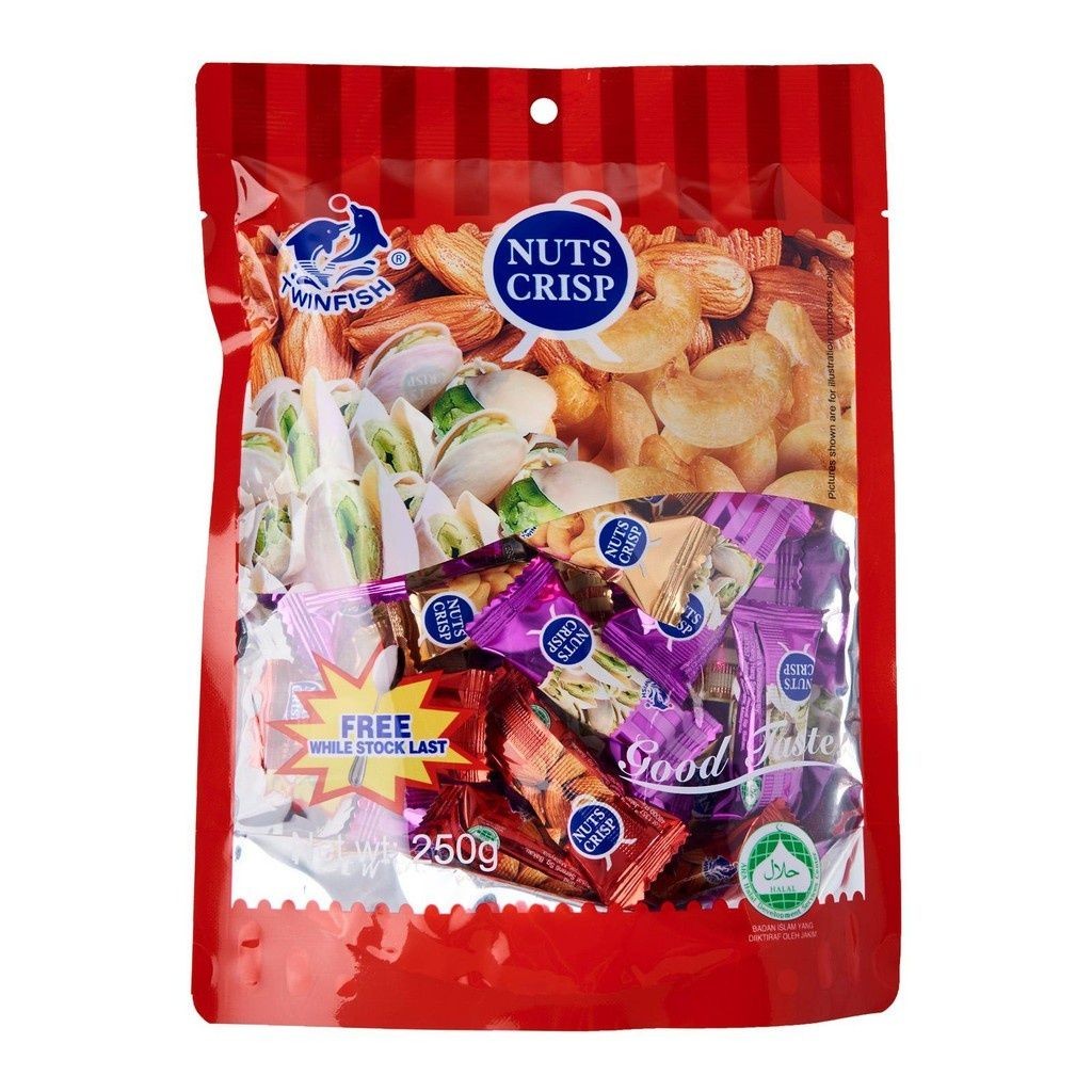 【𝗔𝗦𝗛】250G ❗️(±25PCS) TWINFISH NUT CRISP (HALAL) PEANUT CANDY MIX NUT | Kacang Tumbuk 花生酥心糖