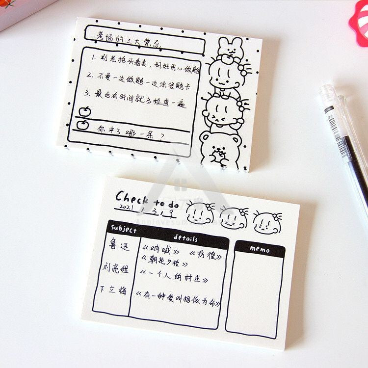 【𝗔𝗦𝗛】50 Sheets Memo Pad📔Mini Notepad Bookmark Stationery Portable Journal Diary Buku Nota Comel迷你笔记本