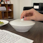 【𝗔𝗦𝗛】Embossed Ceramic Bowl with Lid French Style Dinner Bowl法式浮雕陶瓷碗