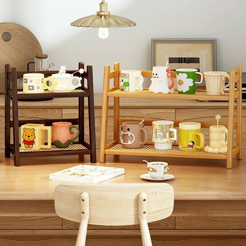 【𝗔𝗦𝗛】Table Storage Rack Desktop Organizer Tabletop Kitchen Racks Integrated Ladder Racks Rattan 置物架