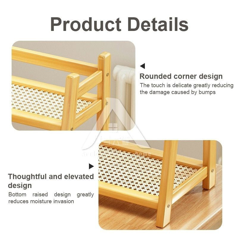 【𝗔𝗦𝗛】Table Storage Rack Desktop Organizer Tabletop Kitchen Racks Integrated Ladder Racks Rattan 置物架