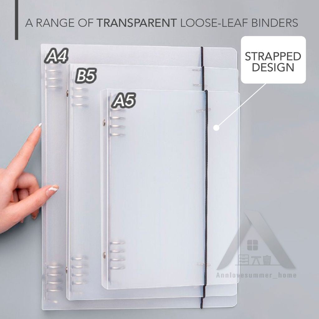 【𝗔𝗦𝗛】FULL SET❗️Muji Metal A5/A4/B5 Transparent Cover Straps & Divider Page Student Notebook Journal Inner Page Refill笔记本
