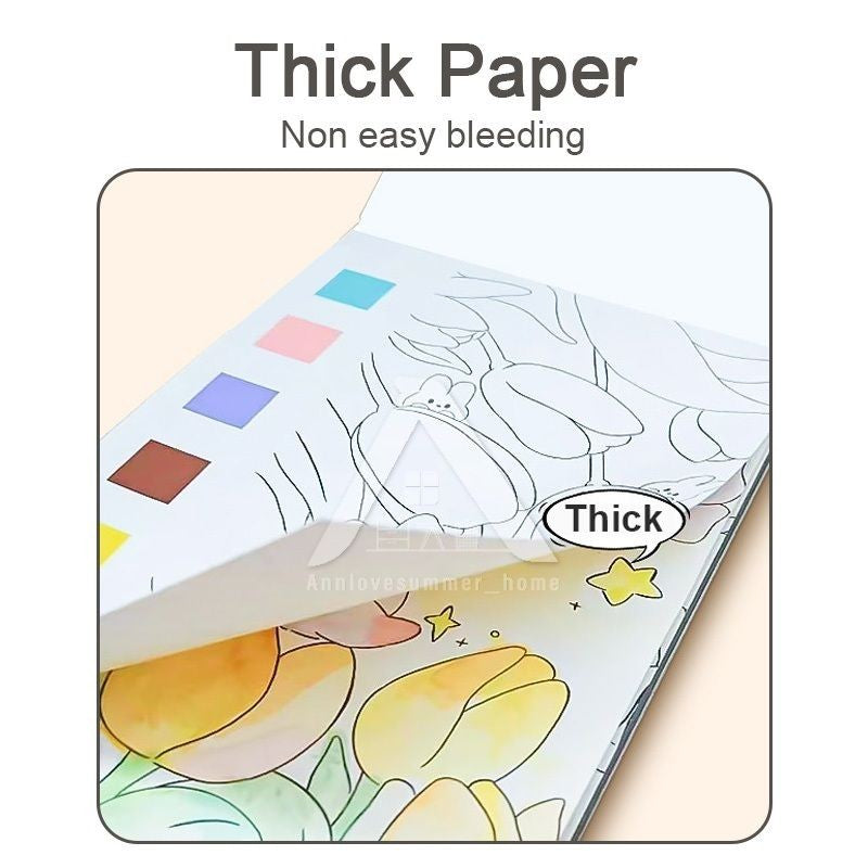 【𝗔𝗦𝗛】Watercolor Painting Notepad Portable Coloring Pastel Coloring Book水彩画自带颜料涂色便签本
