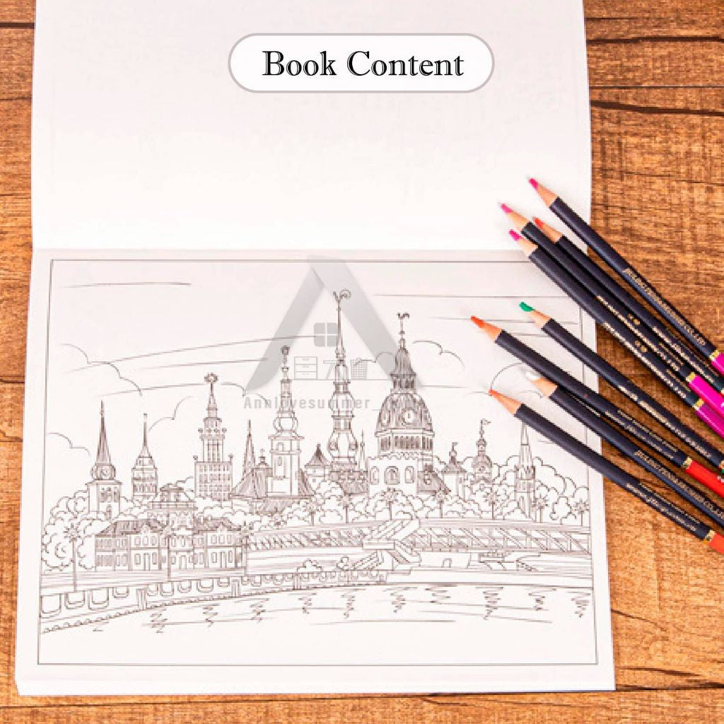 【𝗔𝗦𝗛】60pg CITY 🎨Colouring➕Sketch Book【2in1】Adult Pressure relief Relax Kids Buku Mewarna Anti-Stress Dewasa 成人城市减压彩色本