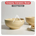 【𝗔𝗦𝗛】Creamy Thick Ceramic Bowl Vintage Style Soup Bowl Noodle Bowl Salad Bowl Mangkuk Sup 复古奶黄陶瓷碗