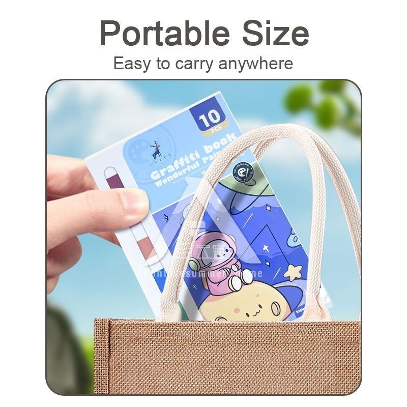 【𝗔𝗦𝗛】Watercolor Painting Notepad Portable Coloring Pastel Coloring Book水彩画自带颜料涂色便签本