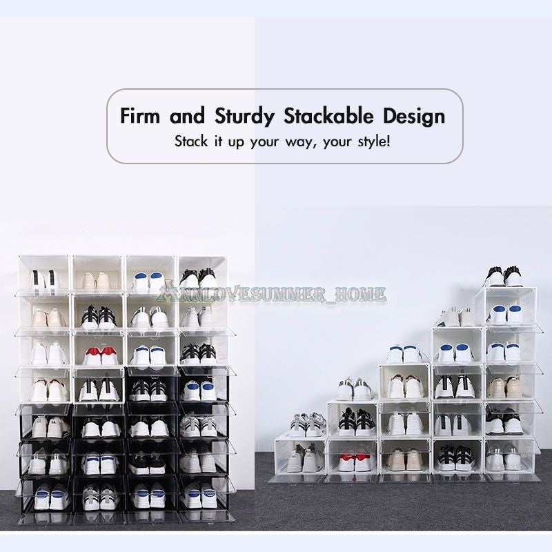 【𝗔𝗦𝗛】Hard Case Magnetic Front Door Shoe Box | Transparent Shoe Box Storage Box Sneakers Box Kasut Kotak AJ Akrilik