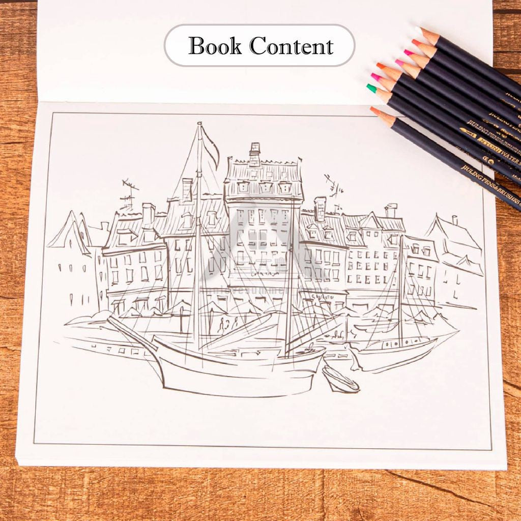 【𝗔𝗦𝗛】60pg CITY 🎨Colouring➕Sketch Book【2in1】Adult Pressure relief Relax Kids Buku Mewarna Anti-Stress Dewasa 成人城市减压彩色本