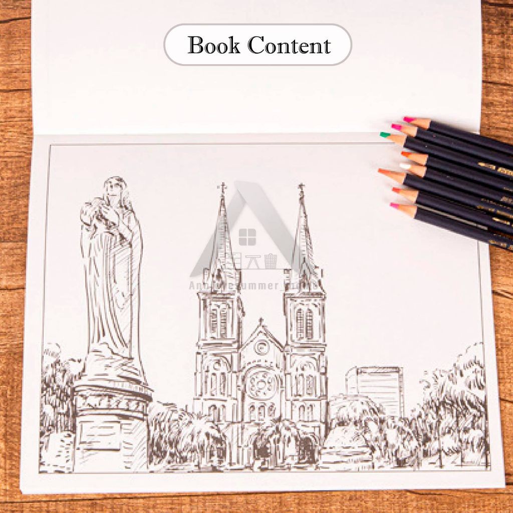 【𝗔𝗦𝗛】60pg CITY 🎨Colouring➕Sketch Book【2in1】Adult Pressure relief Relax Kids Buku Mewarna Anti-Stress Dewasa 成人城市减压彩色本