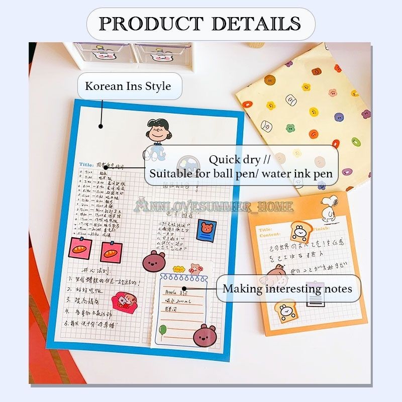 【𝗔𝗦𝗛】【Snoopy Theme】Notepad Korean Ins Memopad Lovely Cute Cartoon Sticker Marker Memo Notepad Stationery 便签本 Buku Nota