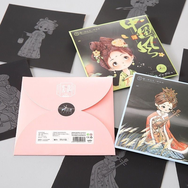 【𝗔𝗦𝗛】【3 in 1】 15x 15cm Art Scratch Card (Chinese Girl)