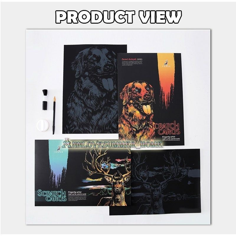 【𝗔𝗦𝗛】【BUY 2 FREE PEN】A3 Art Scratch Card (Animal Series)