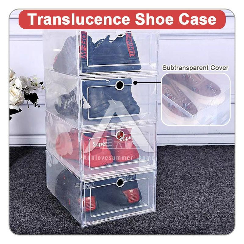 【𝗔𝗦𝗛】【Ready Stock❗️】PP Transparent | Translucence Plastic Shoe Box Stackable | Foldable Shoe Box | Shoe Organizer 折叠收纳鞋盒