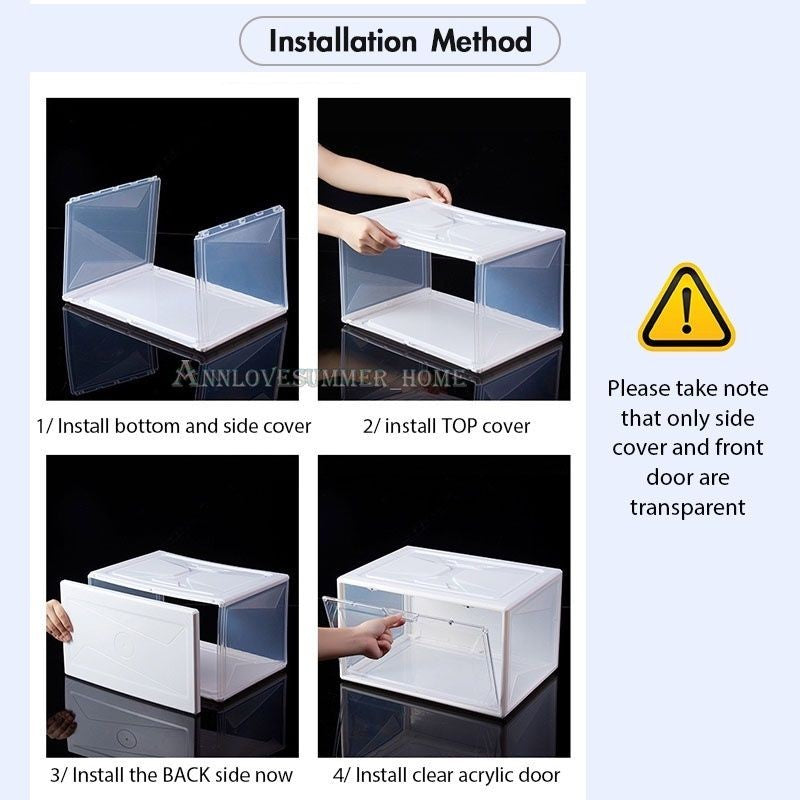 【𝗔𝗦𝗛】Hard Case Magnetic Front Door Shoe Box | Transparent Shoe Box Storage Box Sneakers Box Kasut Kotak AJ Akrilik