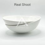 【𝗔𝗦𝗛】Ins Slanted Salad Bowl Oblique Bowl Ceramic Bowl Pure White Creative Noodle Bowl Ins风简约斜口碗