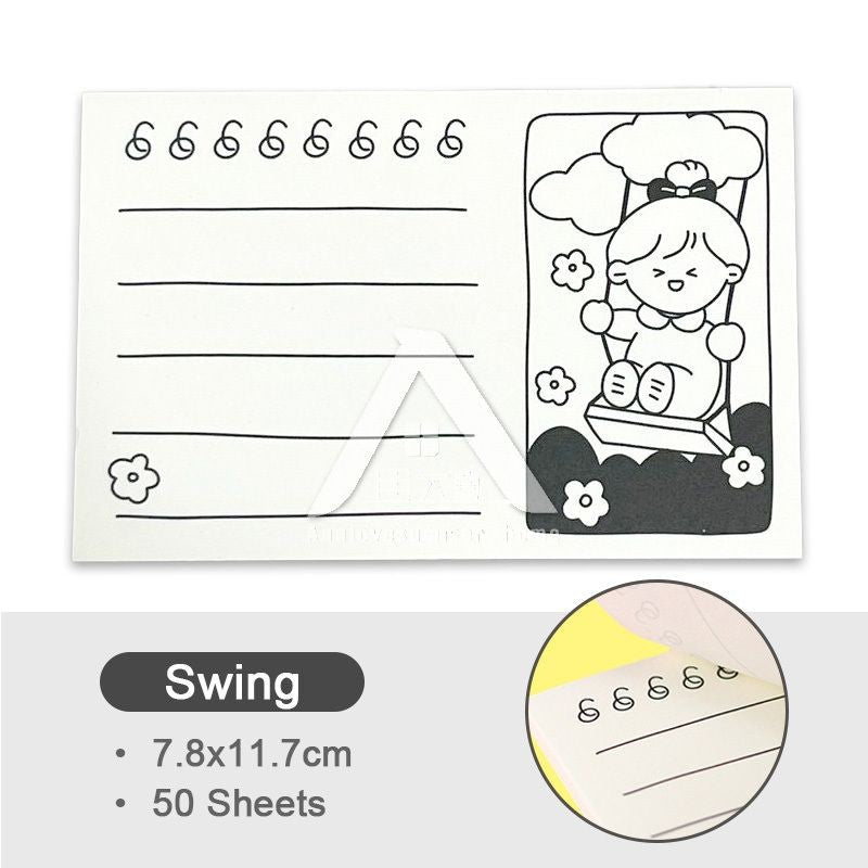 【𝗔𝗦𝗛】50 Sheets Memo Pad📔Mini Notepad Bookmark Stationery Portable Journal Diary Buku Nota Comel迷你笔记本