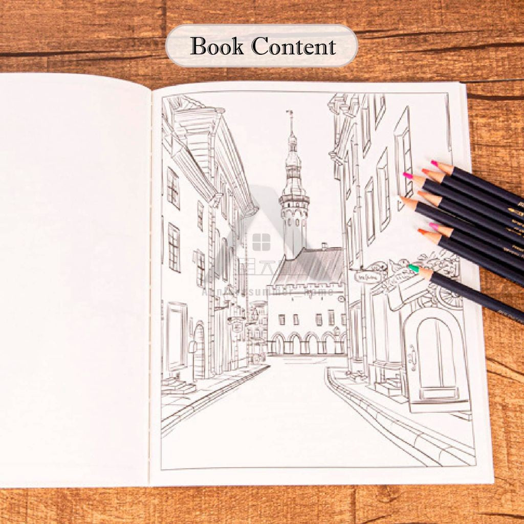 【𝗔𝗦𝗛】60pg CITY 🎨Colouring➕Sketch Book【2in1】Adult Pressure relief Relax Kids Buku Mewarna Anti-Stress Dewasa 成人城市减压彩色本