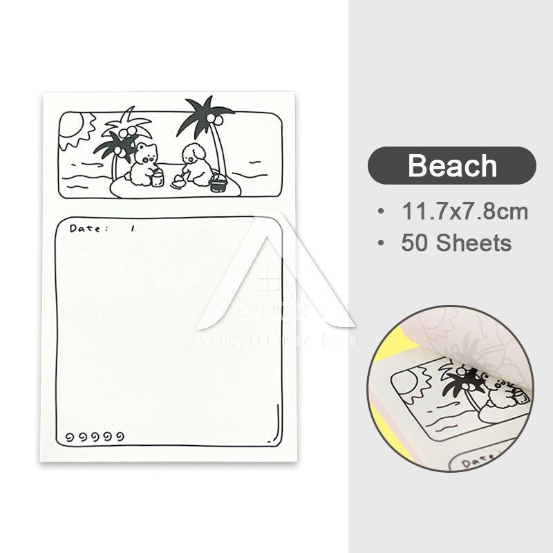 【𝗔𝗦𝗛】50 Sheets Memo Pad📔Mini Notepad Bookmark Stationery Portable Journal Diary Buku Nota Comel迷你笔记本