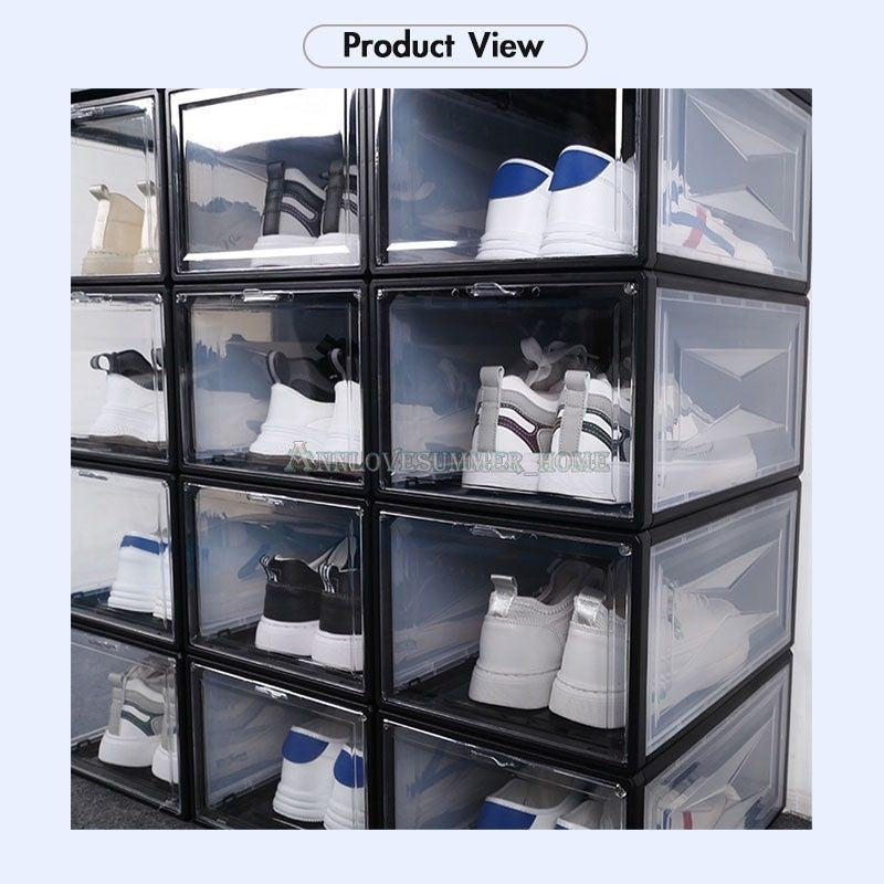 【𝗔𝗦𝗛】Hard Case Magnetic Front Door Shoe Box | Transparent Shoe Box Storage Box Sneakers Box Kasut Kotak AJ Akrilik