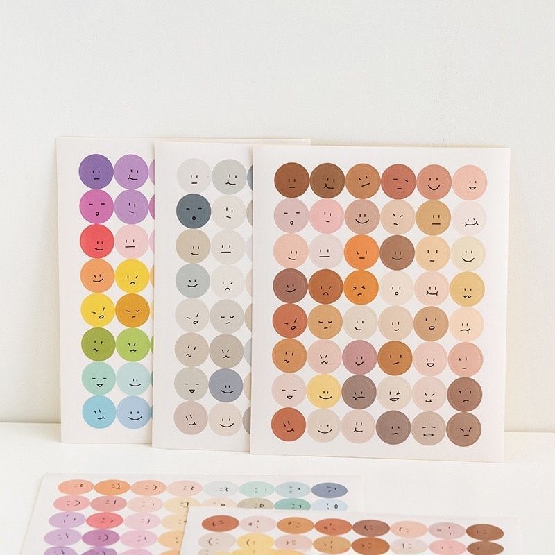 【𝗔𝗦𝗛】[2PCS]IG Smiley Face 😃😉 Stickers Set Scrapbooking Label Sticker Color Dots 笑脸表情贴纸