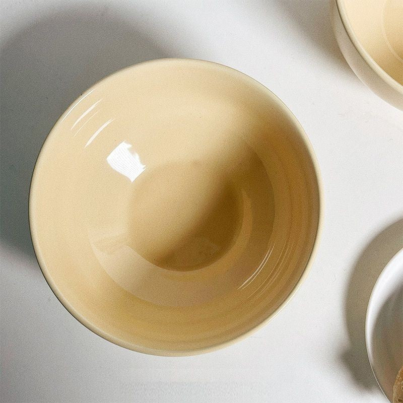 【𝗔𝗦𝗛】Creamy Thick Ceramic Bowl Vintage Style Soup Bowl Noodle Bowl Salad Bowl Mangkuk Sup 复古奶黄陶瓷碗