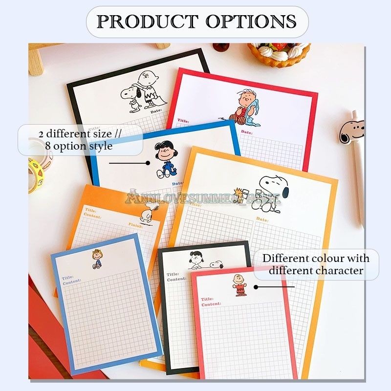 【𝗔𝗦𝗛】【Snoopy Theme】Notepad Korean Ins Memopad Lovely Cute Cartoon Sticker Marker Memo Notepad Stationery 便签本 Buku Nota