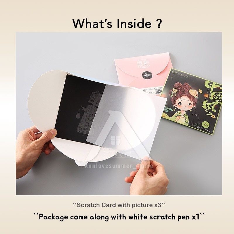 【𝗔𝗦𝗛】【3 in 1】 15x 15cm Art Scratch Card (Chinese Girl)