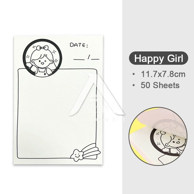 【𝗔𝗦𝗛】50 Sheets Memo Pad📔Mini Notepad Bookmark Stationery Portable Journal Diary Buku Nota Comel迷你笔记本