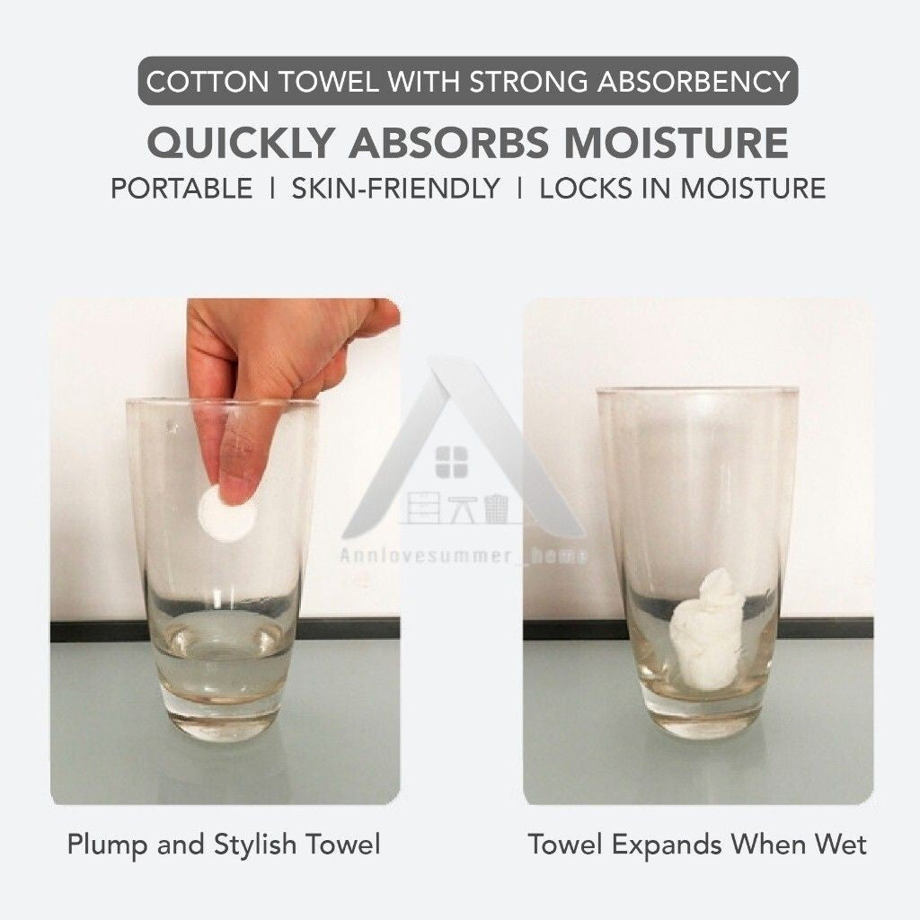 【𝗔𝗦𝗛】【20 Pcs】Disposable Compressed Towels 100% Cotton