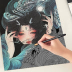 【𝗔𝗦𝗛】【BUY 2 FREE PEN】A3 Art Scratch Card (Oriental Girl Series)