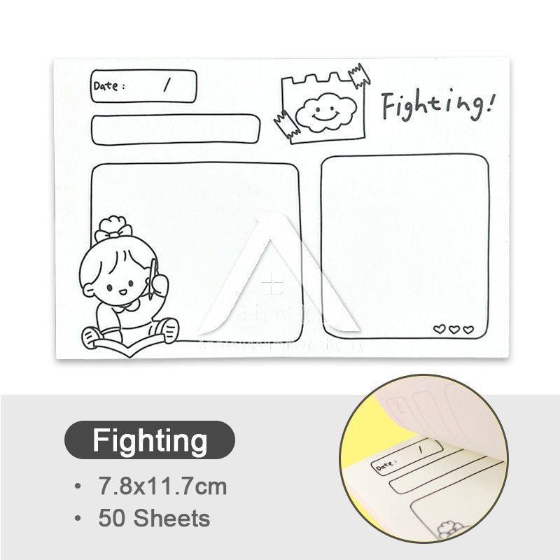 【𝗔𝗦𝗛】50 Sheets Memo Pad📔Mini Notepad Bookmark Stationery Portable Journal Diary Buku Nota Comel迷你笔记本