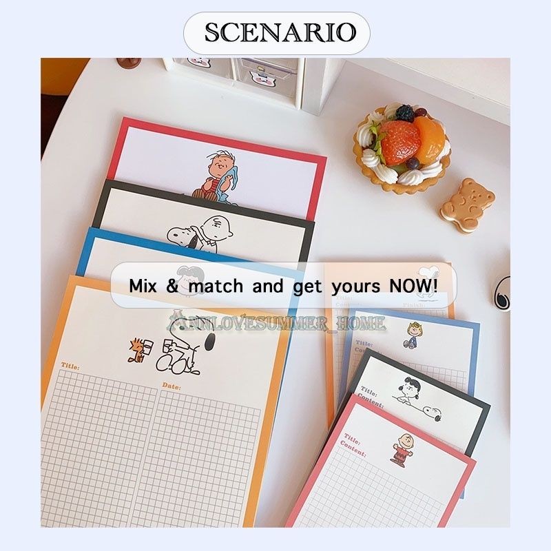 【𝗔𝗦𝗛】【Snoopy Theme】Notepad Korean Ins Memopad Lovely Cute Cartoon Sticker Marker Memo Notepad Stationery 便签本 Buku Nota