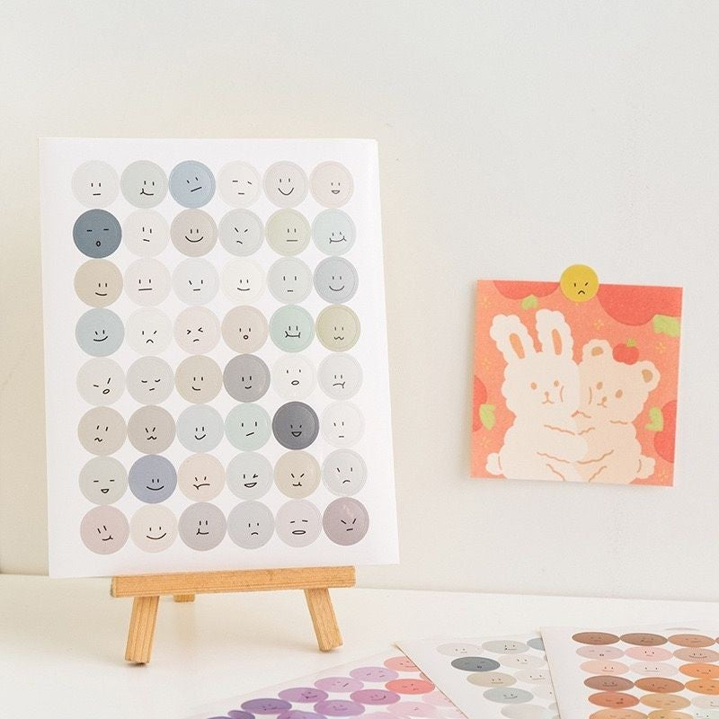【𝗔𝗦𝗛】[2PCS]IG Smiley Face 😃😉 Stickers Set Scrapbooking Label Sticker Color Dots 笑脸表情贴纸