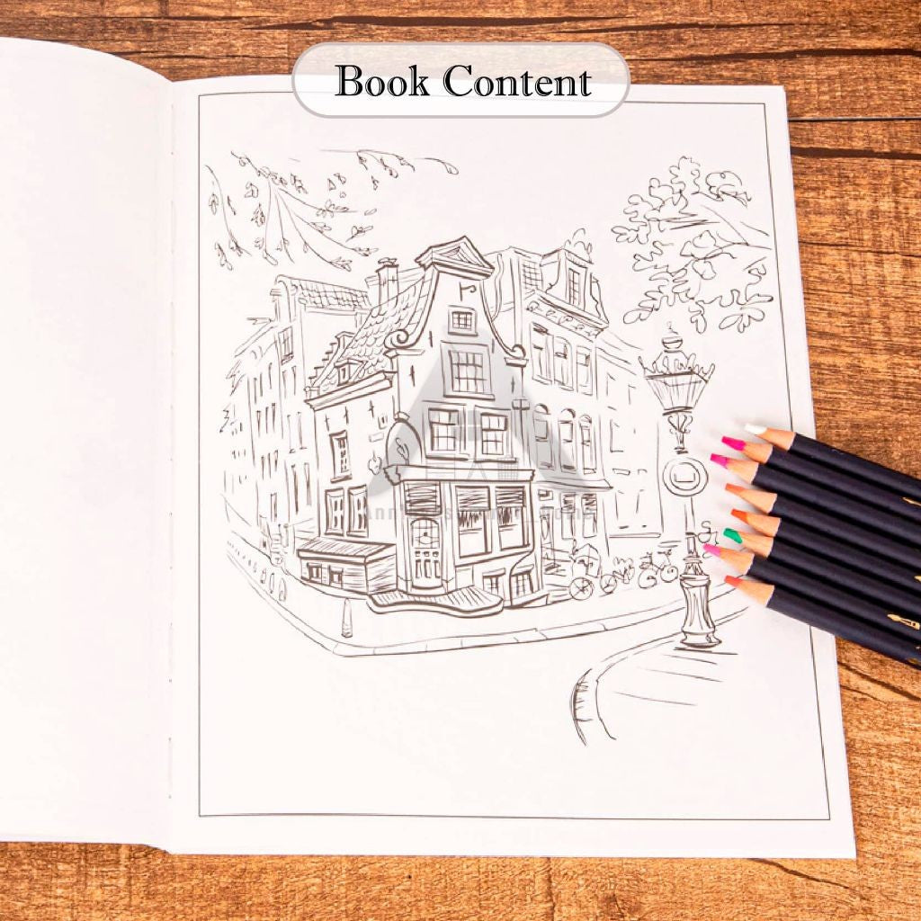 【𝗔𝗦𝗛】60pg CITY 🎨Colouring➕Sketch Book【2in1】Adult Pressure relief Relax Kids Buku Mewarna Anti-Stress Dewasa 成人城市减压彩色本