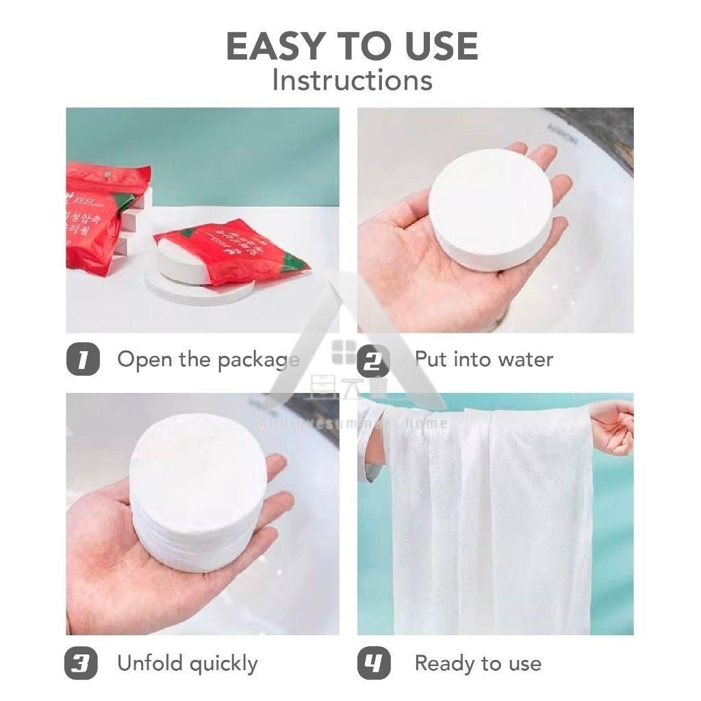 【𝗔𝗦𝗛】Disposable Compressed Bath Towels 100% Cotton