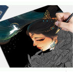 【𝗔𝗦𝗛】【BUY 2 FREE PEN】A3 Art Scratch Card (Oriental Girl Series)