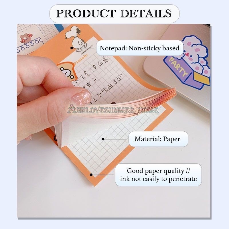 【𝗔𝗦𝗛】【Snoopy Theme】Notepad Korean Ins Memopad Lovely Cute Cartoon Sticker Marker Memo Notepad Stationery 便签本 Buku Nota