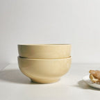 【𝗔𝗦𝗛】Creamy Thick Ceramic Bowl Vintage Style Soup Bowl Noodle Bowl Salad Bowl Mangkuk Sup 复古奶黄陶瓷碗