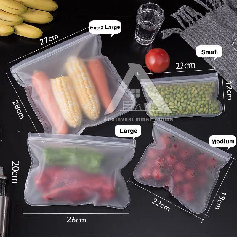 【𝗔𝗦𝗛】Food Grade Fridge Zipper Bag Thick Reusable ｜Kedap Udara Beg Makanan Peti Sejuk Storage Frozen Food Vegetable 食品保鲜袋