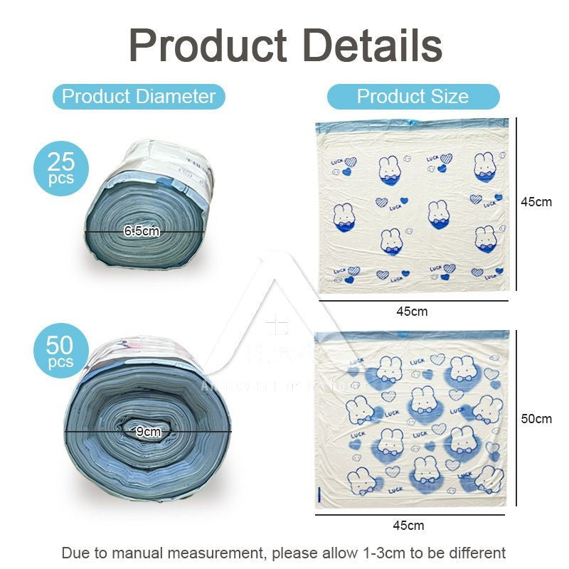 【𝗔𝗦𝗛】25/50pcs Super value🔥 Garbage bags with Rope Easy Pull Drawstring Lasting Cleaning Household Trash Bags Dustbin