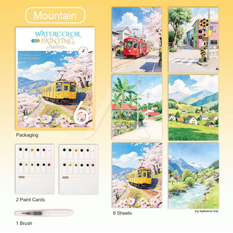 【𝗔𝗦𝗛】Watercolor Painting Book Coloring Comes with Paint Doodle Creative Art Painting Art Colouring Book