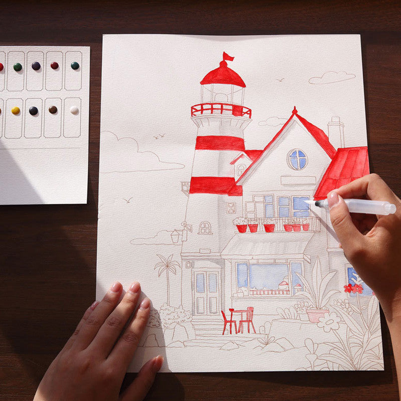 【𝗔𝗦𝗛】Watercolor Painting Book Coloring Comes with Paint Doodle Creative Art Painting Art Colouring Book