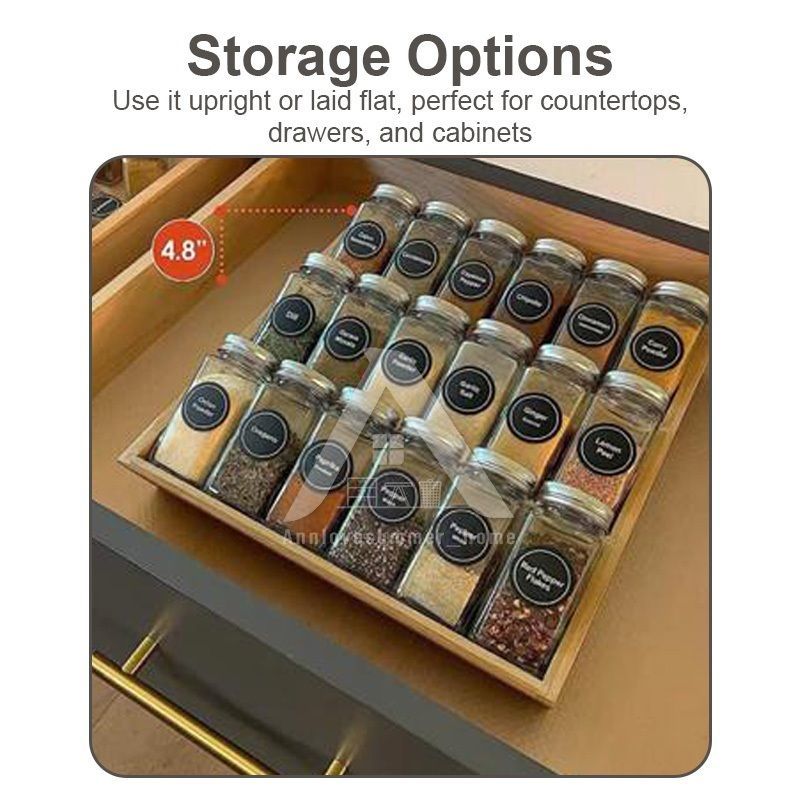 【𝗔𝗦𝗛】Bamboo Spice Rack Organizer Spice Rack Organizer 3 Tiers Seasoning Organizer 三层折叠调味瓶架