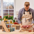 【𝗔𝗦𝗛】Bamboo Spice Rack Organizer Spice Rack Organizer 3 Tiers Seasoning Organizer 三层折叠调味瓶架