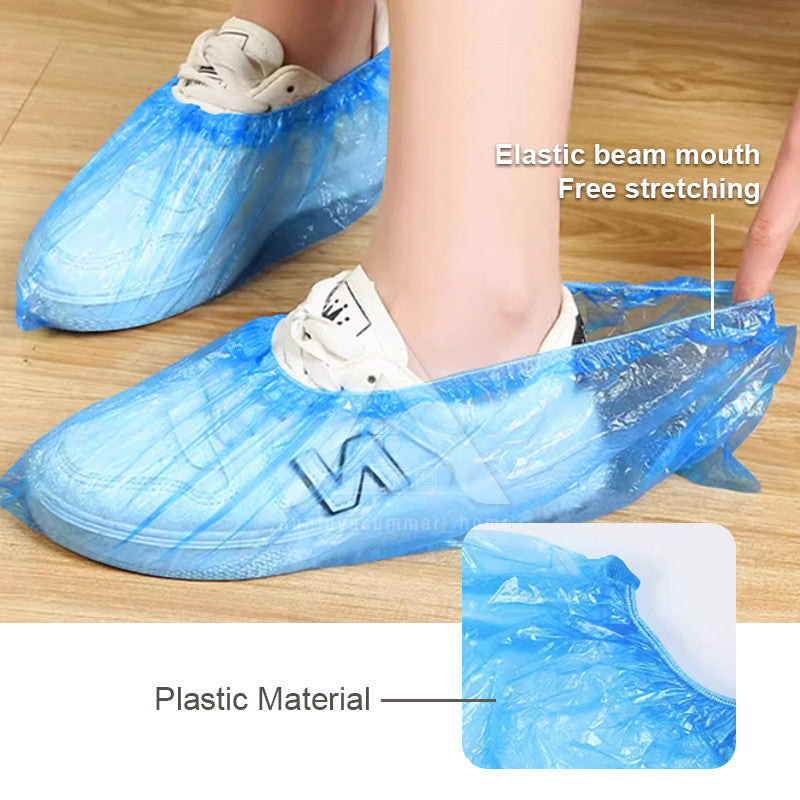 【𝗔𝗦𝗛】100pcs Disposable Plastic Shoe Covers / Waterproof and Rainproof Shoe Cover / Sarung Kasut Plastik Pakai