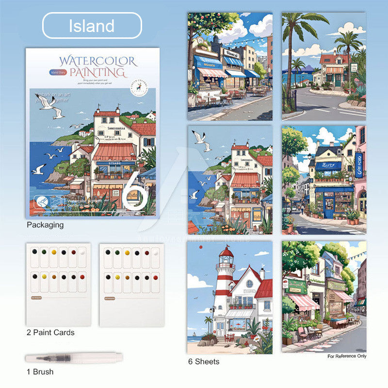 【𝗔𝗦𝗛】Watercolor Painting Book Coloring Comes with Paint Doodle Creative Art Painting Art Colouring Book