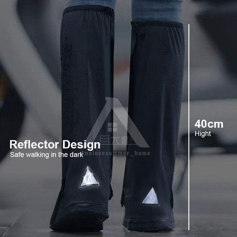 【𝗔𝗦𝗛】Premium Anti-Slip Waterproof Rain Shoe Cover, Rubber Reflective Boot Footwear, No Need Take Off