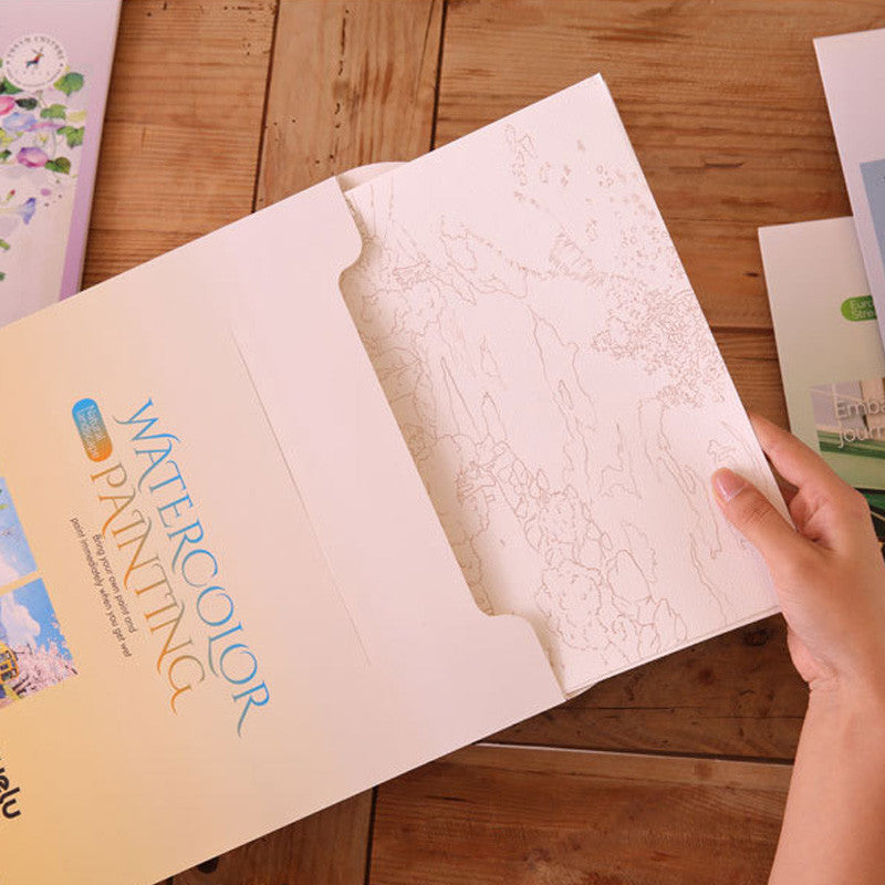 【𝗔𝗦𝗛】Watercolor Painting Book Coloring Comes with Paint Doodle Creative Art Painting Art Colouring Book