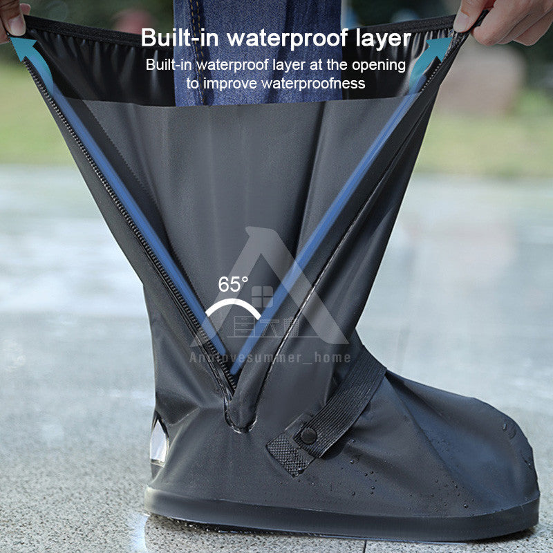 【𝗔𝗦𝗛】Premium Anti-Slip Waterproof Rain Shoe Cover, Rubber Reflective Boot Footwear, No Need Take Off